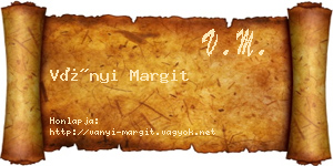 Ványi Margit névjegykártya